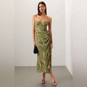 Reformation Kourtney column midi-dress in a green floral print size 4